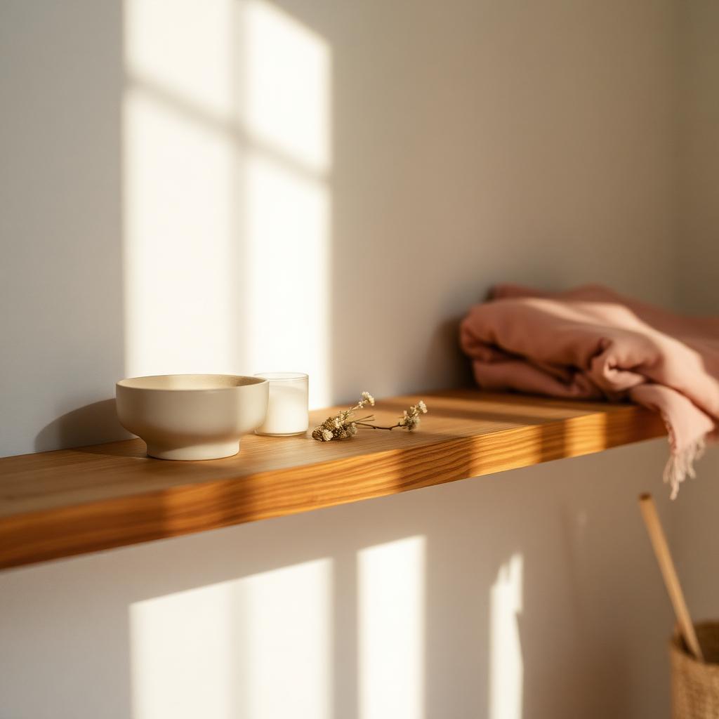 A warm, sacred session space with crystals, candles, and soft window light